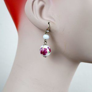 Vintage Floral Bead Dangle Earrings